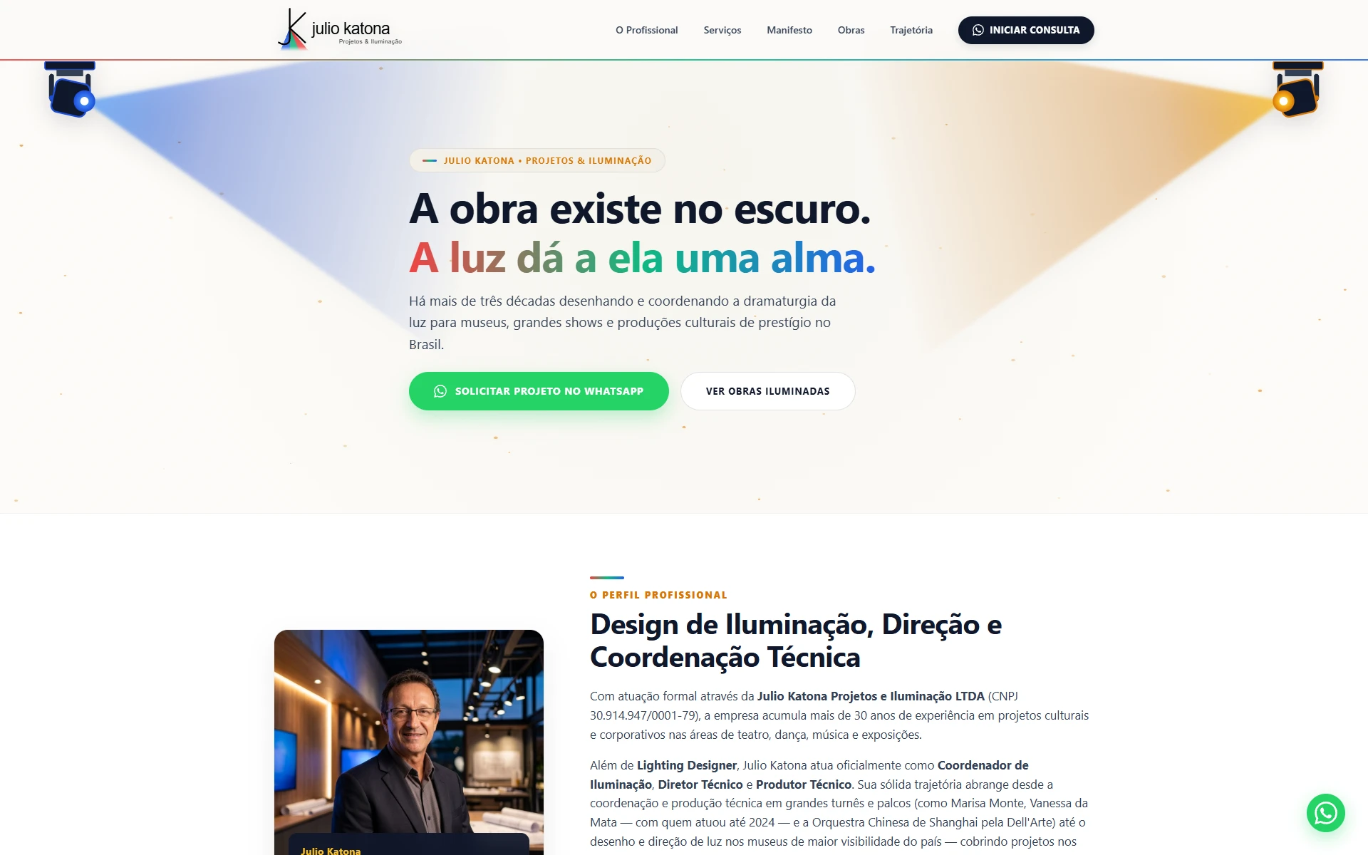 Interface real da plataforma Júlio Katona
