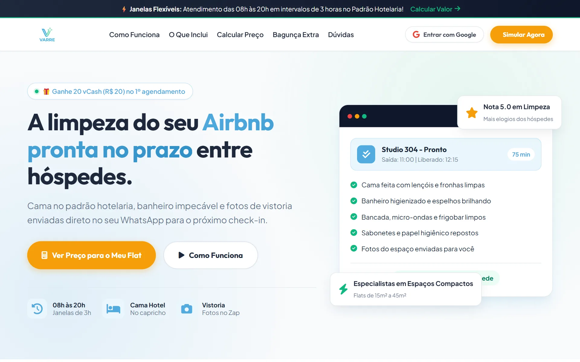 Interface real da plataforma VARRE Limpeza